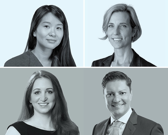 Yun Ma, de Dentons, y Johanna Peters, de Dentons Global Advisors (arriba), y Karen Katri y Juan Ruenes Rosales, de White & Case (abajo)