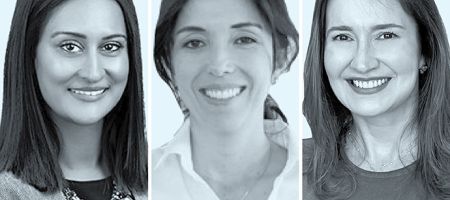 Izq. a Der. / Arr. a Abj.: Nisha Patel, Yuliana Salamanca y Karin Klempp